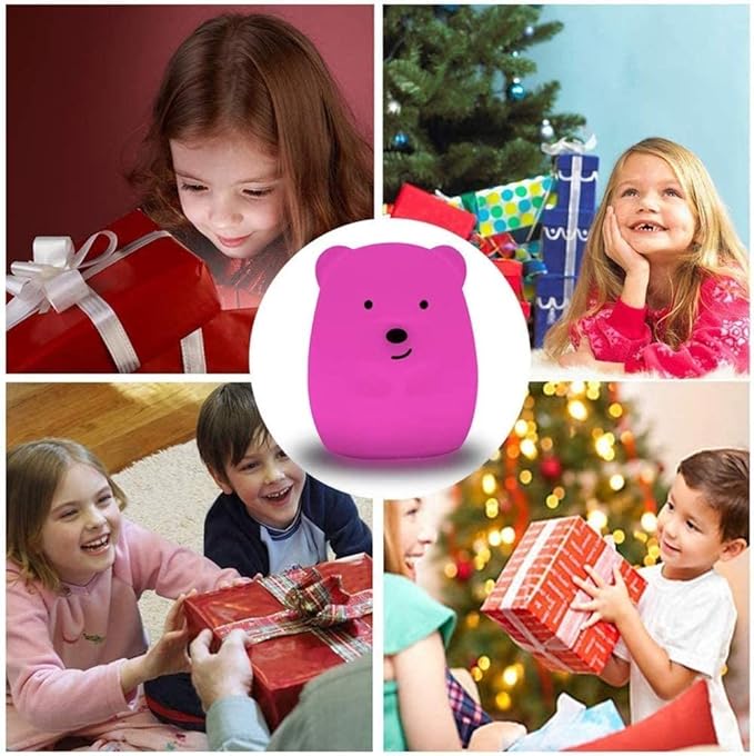 Night Light for Kids, Bedside Lamp for Children/Adults, Multicolor Light with Remote Control, Break Resistant, Eye Caring, Big Size, Adjustable Brightness & Color, Timing function - Large Bear