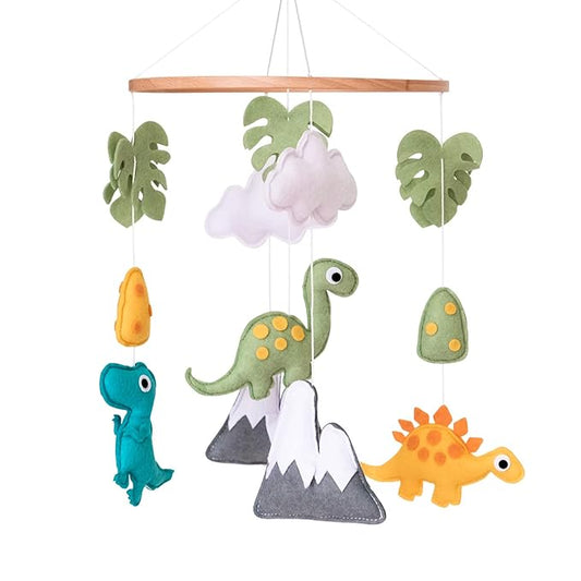 Dinosaur Baby Crib Mobile, Dino Baby Mobile, Neutral Nursery Mobile Decoration for Pack N Play, for Baby Boy & Girl
