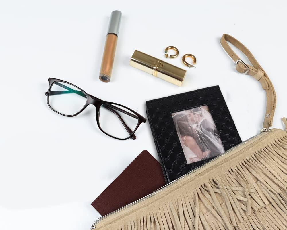 RECUTMS Photo Album 4x6 100 Pockets Photos, Button Grain PU Leather Photo Books Small Picture Album for Baby Family Wedding Christmas Photo Albums Holds 100 Vertical Photos （Brown）