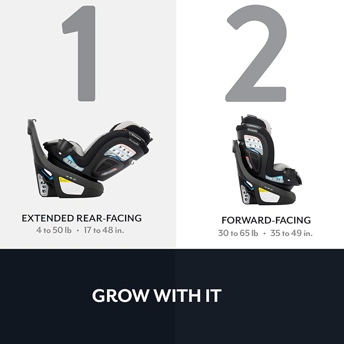 Evenflo Revolve360 Slim 2-in-1 Rotational Car Seat with Quick Clean Cover (Salem Black)