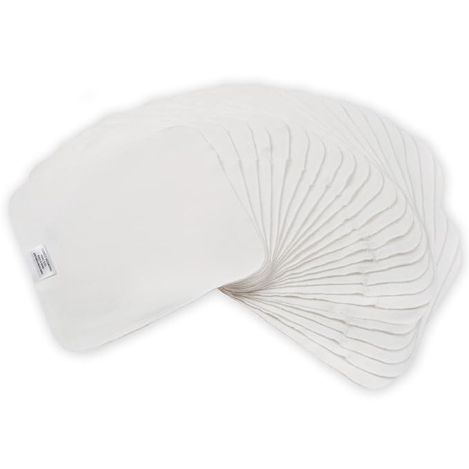 Reusable Baby Wipes, 25 Washable Cloth Wipes per Pack, 100% Cotton, Soft and Gentle for Baby's Skin, by Nora's Nursery