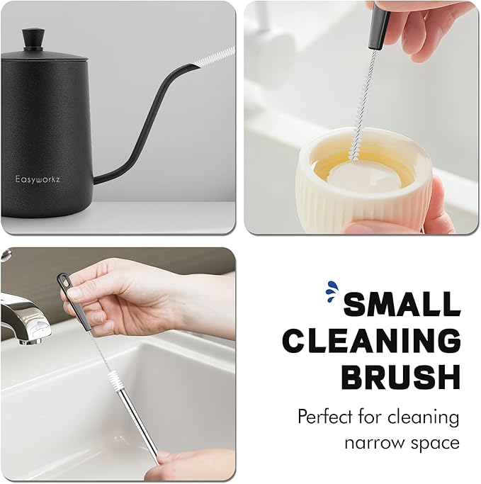 Bottle Cleaning Brush Set, 4Pcs Long Handle Bottle and Straw Cleaner Brushes for Washing Water Bottles Drinks Bottles Baby Bottles Glass Teapots