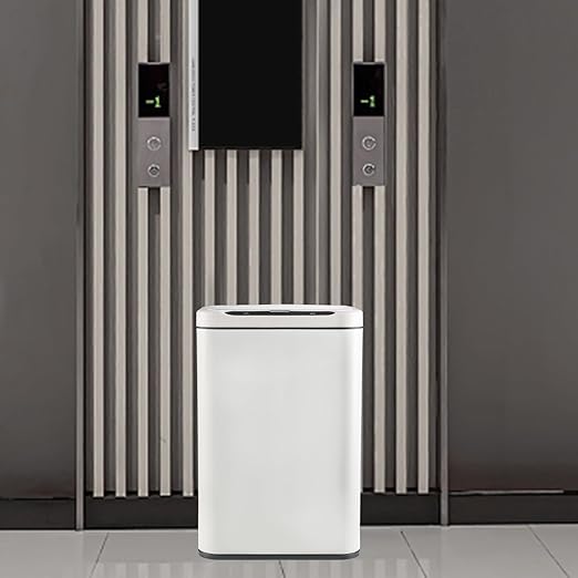 ELPHECO Stainless Steel Office Trash Can Motion Sensor Garbage Can Touchless Smart Trash Can Automatic Waste Bin for Kitchen, Office, Bathroom (White, 5.5 Gallons)