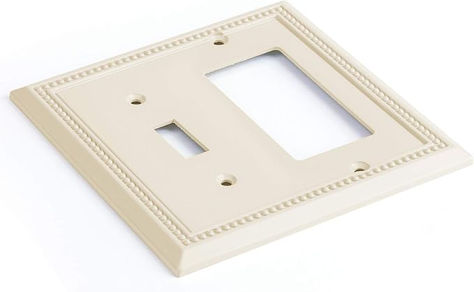 Henne Bery Sunken Pearls Heavy Duty Decorative Wall Plate Switch Plate Outlet Cover, Durable Solid Zinc Alloy (Toggle/Decorator, Light Almond)