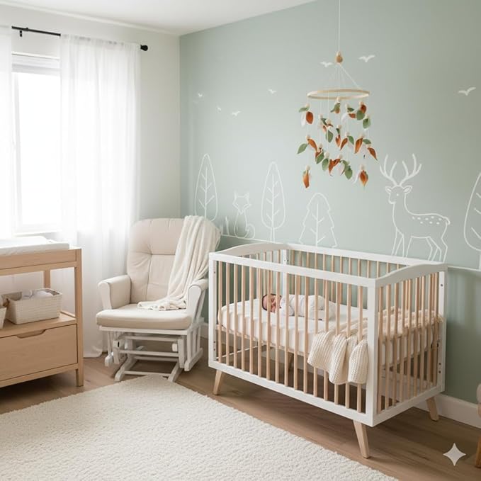 Leaf Crib Mobile, Forest Crib Mobile for Boys & Girls, Forest Baby Mobile for Crib, Woodland Mobile for Crib