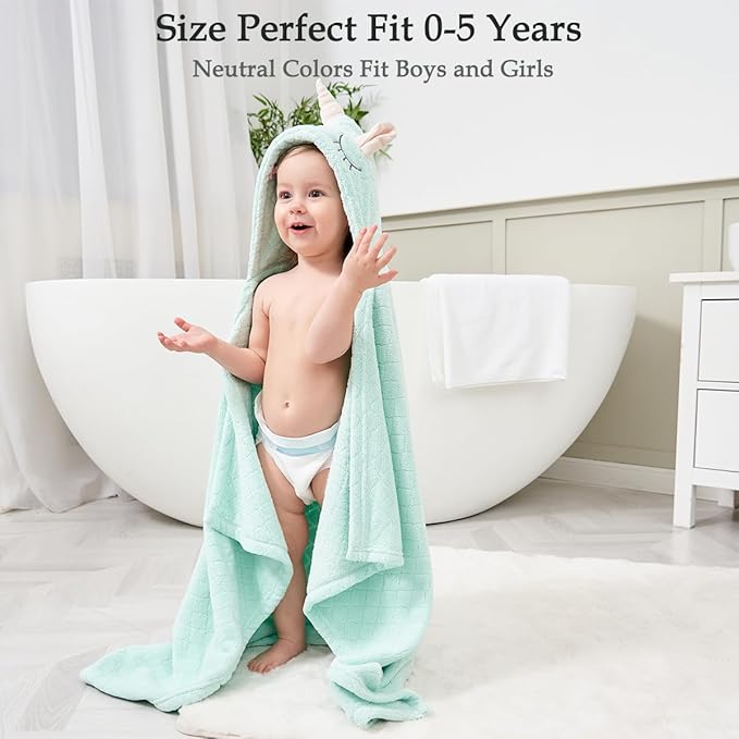 Toddler Bath Towel Hooded Kids Bath Towels for Boy Girl 0-5 Years, 2-Pack Soft Absorbent Toddler Beach Towels for Baby Essential, Large Thick 50''x32''