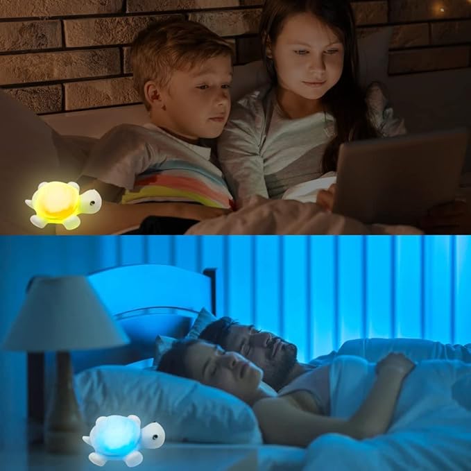 AFUNTA 4 PCS Cute Turtle Night Lights, 7 Color Changing 3D LED Lamp for Kids Room, Christmas Home Decor Gift