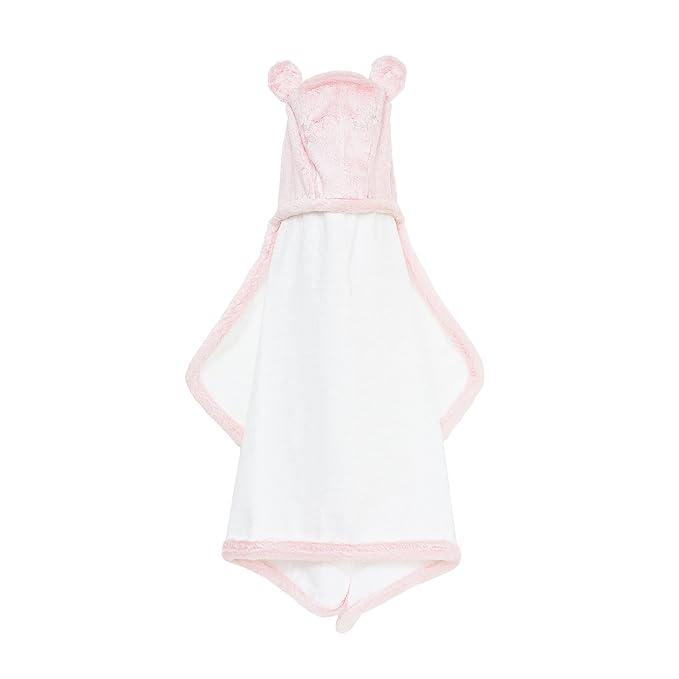 Little Giraffe Luxe Baby Towel with Ears, 24" x 41", Pink