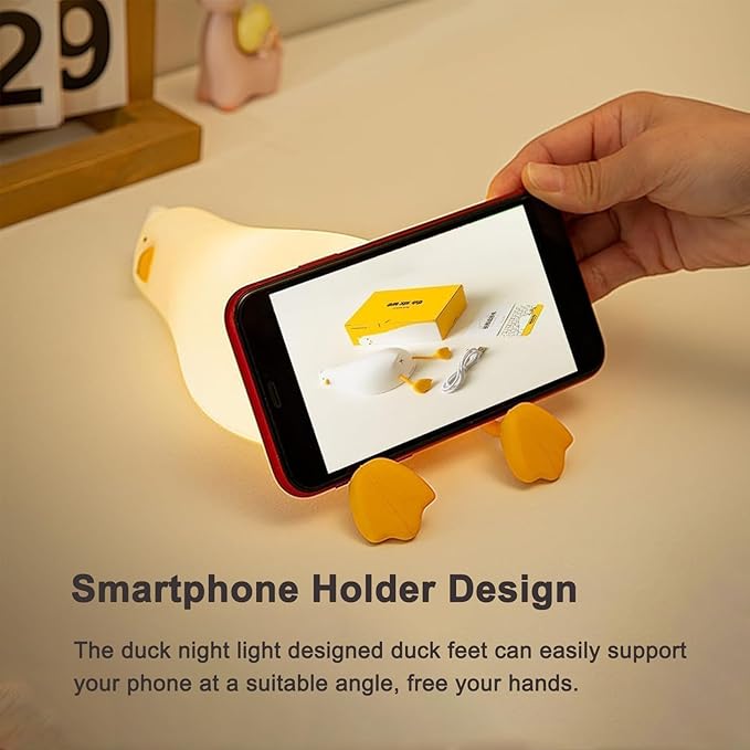 LED Lying Flat Duck Night Light, 3 Levels Dimmable Nursery Nightlight,Cute Lamps Silicone Squishy Light Up Duck, Rechargeable Bedside Touch Lamp for Breastfeeding Toddler Baby Kids Bedroom Office
