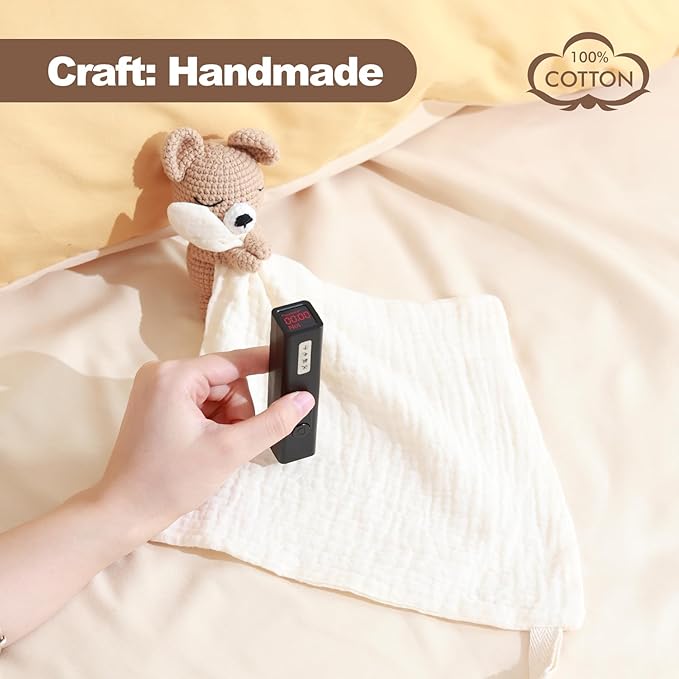 Baby Animal Plush Toy with Rattle, Baby Crochet Teddy Bear Security Blanket, Soothing Toy, Gift for Boys and Girls 12 in