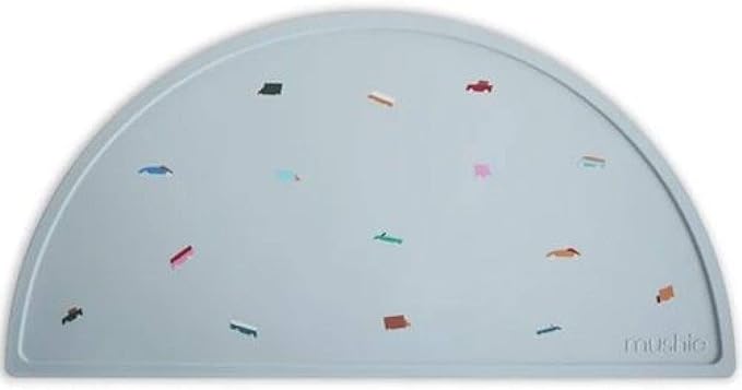 mushie Silicone Placemat for Kids | BPA-Free Non-Slip Design (Retro Cars)