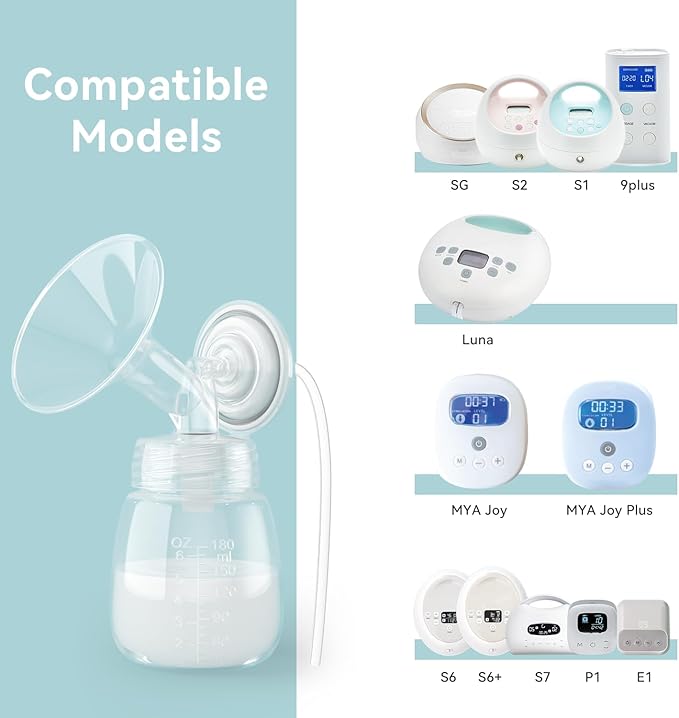 4PCS 24mm Breast Pump Flanges, Compatible with Spectra S1/S2/9Plus/Synergy Gold, Motif Luna, Wide-Mouth Bottle Fit, Breast Pump Accessories