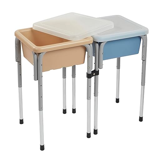 ECR4Kids 2-Station Sand and Water Adjustable Play Table, Sensory Bins, Sand/Powder Blue