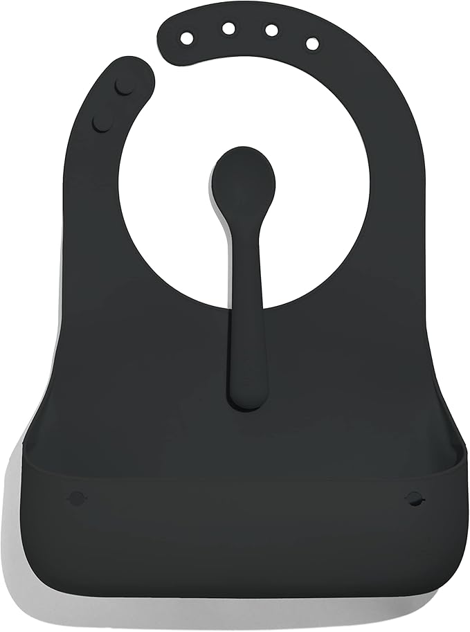 Avanchy Silicone Baby Bibs, Waterproof, Adjustable, BPA Free, Soft Unisex Set for Toddlers with Matching Spoon