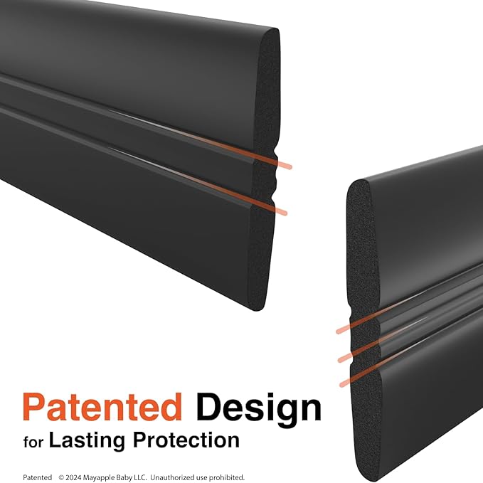 Roving Cove PreFit (Broad) Fireplace Edge Corner Protector (Extra Wide 9ft Edge 2 Corners), Baby Proofing Bumper Guards, Onyx Black, Pre-Taped, for Straight Surfaces - New & Improved