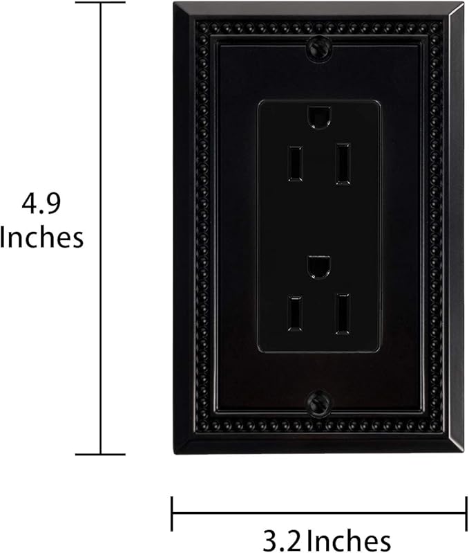 Henne Bery Sunken Pearls Heavy Duty Switch Plate/Wall Plate/Outlet Cover (Single Decorator 3PK, Matte Black)