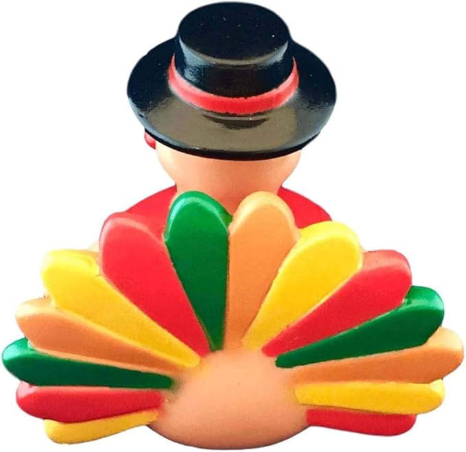 3" Thanksgiving Turkey Rubber Duck [Floats Upright] - Baby Safe Bathtub Bathing Toy