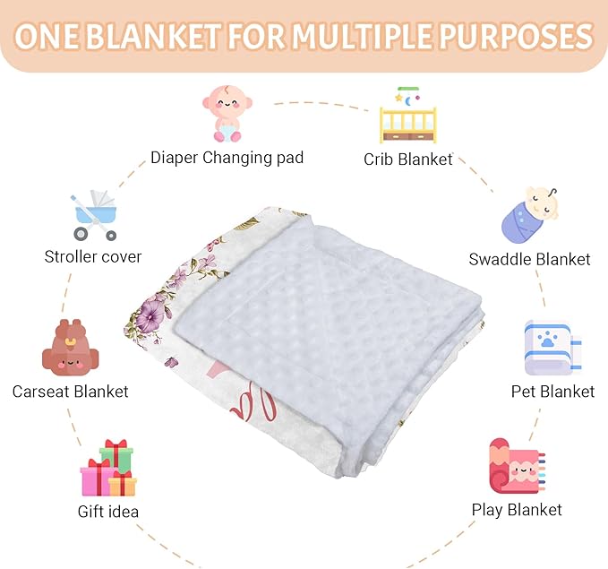 Personalized Baby Blankets for Girls & Boys - Super Soft Easter Blanket with Thick Double-Layer Dotted Backing, Personalized Baby Gifts for Baby Shower from Grandma (Rosr Pink, Customize Now)