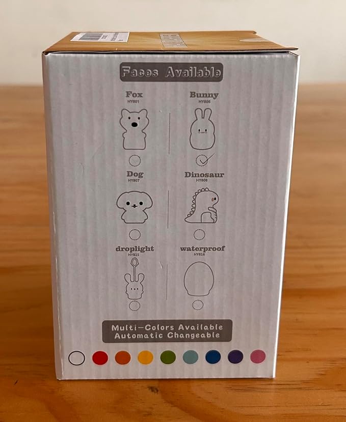 WHA&DARREN Night Light for Kids, Bunny Night Light, Silicone Nursery Light for Baby and Toddler, Animal Night Lights for Girls and Boys, Cute Lamps for Bedroom