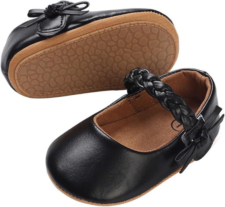 COSANKIM Baby Girls Mary Jane Flats Shoes Anti-Slip Rubber Sole Infant Toddler Princess Wedding Dress Shoes