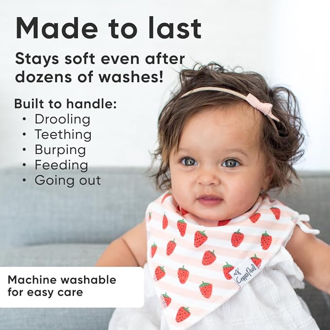 Copper Pearl 4 Pack Soft Cotton Baby Bibs for Drooling and Teething, Absorbent Drool Bibs for Baby Girl and Boy, Adjustable to Fit Newborns to Toddlers, Tons of Styles (Georgia)