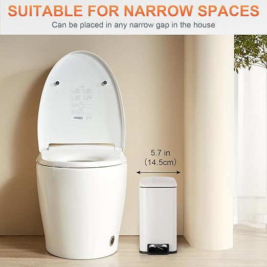 PayLessHere 1.3 Gallon Trash Can Kitchen Trash Can Stainless Steel Trash Can Garbage Can with Removable Plastic Inner Bucket Lid Foot Pedal for Home Kitchen Bedroom Bathroom Kitchen Waste Bin