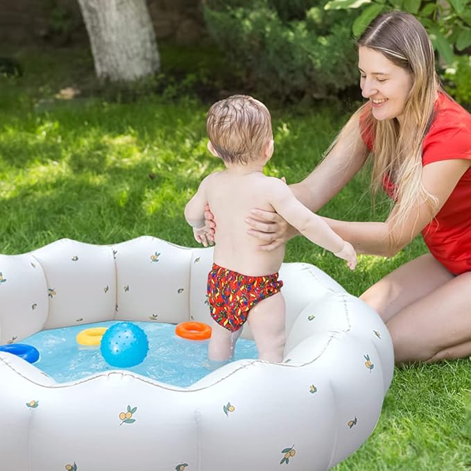 Inflatable Baby Pool, Portable Paddling Baby Swimming Pool, Toddlers for Ages 0-3 Years Girls and Boys, Indoor& Outdoor, Garden and Backyard Summer Water Party, 35.4x9.8 in(White)