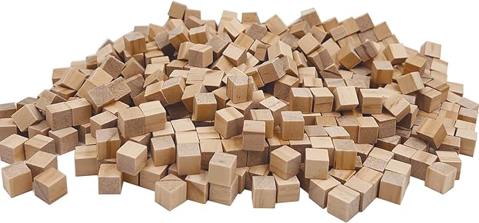 Wood Blocks for Crafting, 1cm Wooden Cubes, Pack of 500 Unfinished Plain Wood Blocks, Small Wooden Blocks Great for DIY Crafts Making