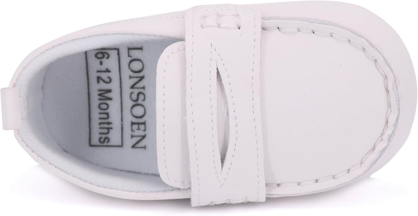 LONSOEN Baby Girls Boys Loafers Prewalker Dress Crib Shoes