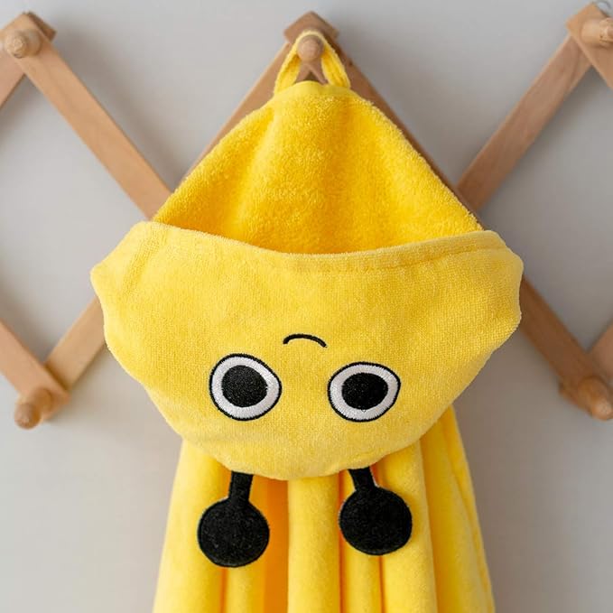 Milk&Moo Baby Hooded Towel, 100% Organic Turkish Cotton, Ultra Absorbent Bath Towel with Hood, 27x47 Inch, for Baby Boys & Girls (0-2 Years, Yellow)