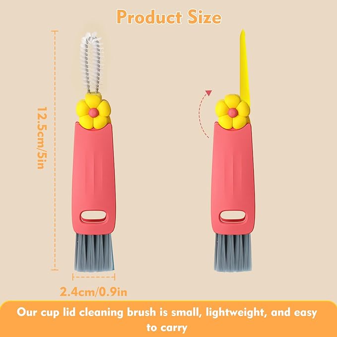 3 in 1 Cup Lid Cleaning Brush, Portable Cup Cleaner Brush, 2024 New Water Bottle Cleaner Brush, 3 in 1 Multifunctional Cleaning Brush for Home Kitchen Cleaning Tools（3PCS）