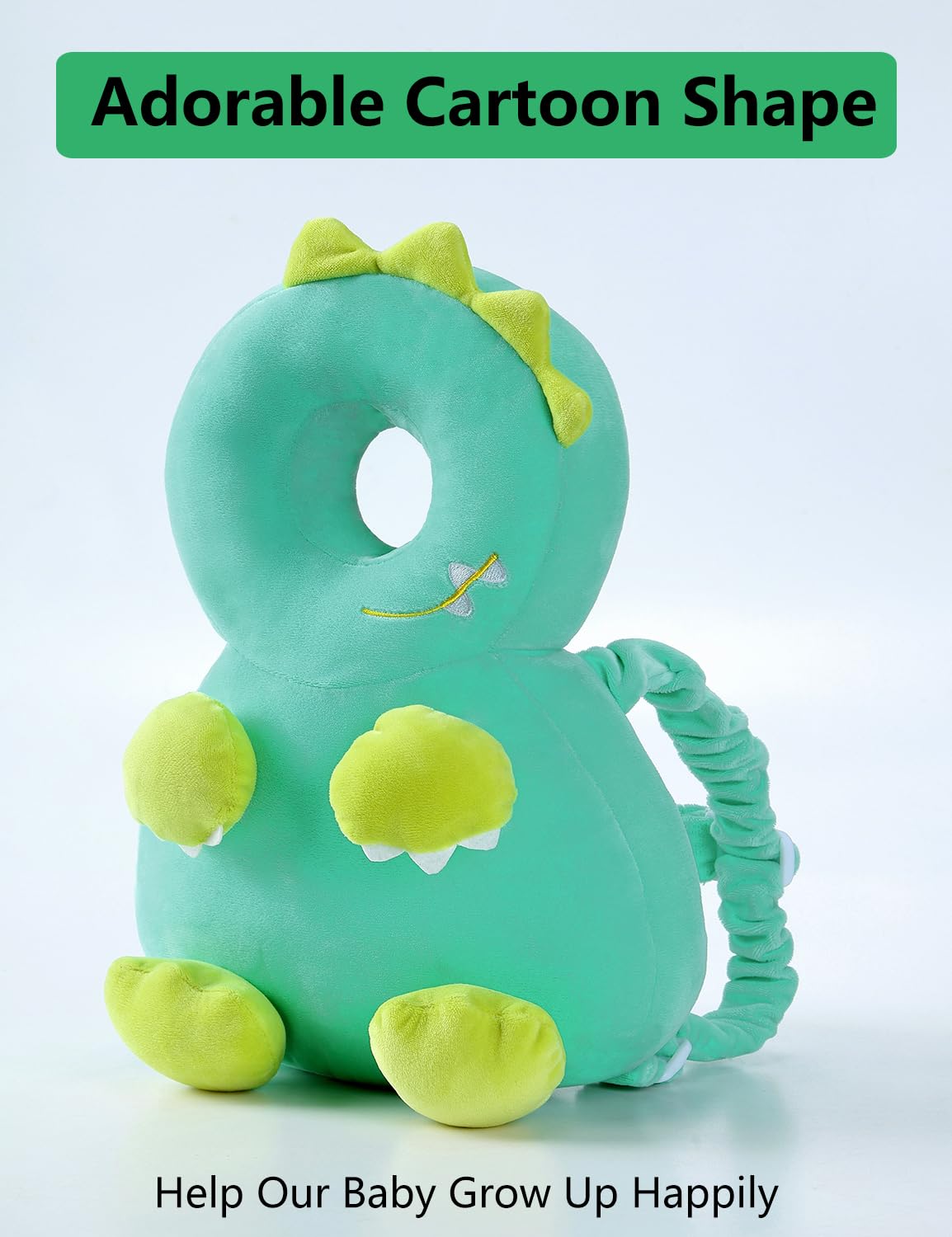 JunNeng Toddler Baby Head Protector Backpack for Toddler Walker with Knee Pads&Anti-Slip Socks, Dinosaur Green