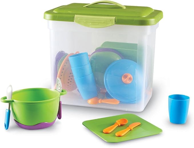 Learning Resources New Sprouts Classroom Kitchen Set - 45 Pieces, Ages 2+ Pretend Play Food for Toddlers, Preschool Learning Toys, Kitchen Play Toys for Kids
