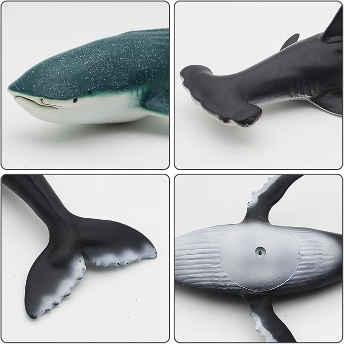 Mostop Sea Animal Toy for Kids 6 Pack 14.5'' Large Size Ocean Sea Marine Animal Figures, Realistic Ocean Sea Creature Action Models Whale Ornament Education Cognitive Toy Set for Boys Girls