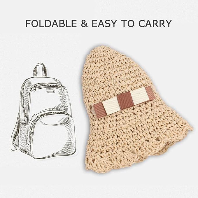 Baby Girl Straw Hat Outdoor Baby Sun Protection Hats Summer Bowknot Beach Cap for Infant Toddler Girls