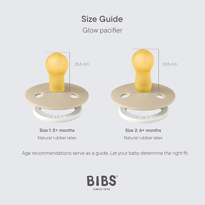 BIBS Pacifiers Colour Collection | Natural Rubber Baby Pacifier | Set of 2 BPA-Free Soothers | Made in Denmark | 18+ Months (Pack of 2) | Sage Night/Cloud Night