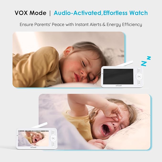 ieGeek Baby Monitor with Camera and Audio, 5" Split Screen HD Video Monitor - Secure WiFi Baby Camera with Night Vision, 2-Way Talk, Motion Detection, Temperature&Humidity Sensor, Privacy Protection