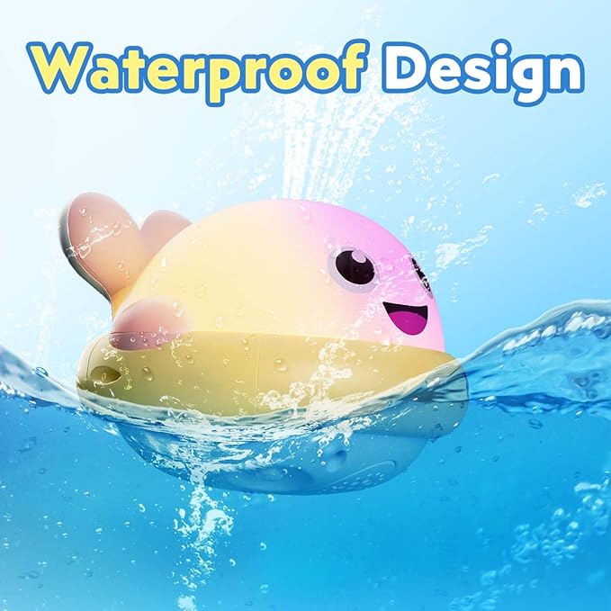 Light up Baby Bath Toys: Whale Bath Toy Sprinkler, Bath Toys for Kids Ages 1-3, Bathtub Outdoor Water Pool Toys for Toddlers 1 2 3 Year Old, Birthday Gift for Boys & Girls