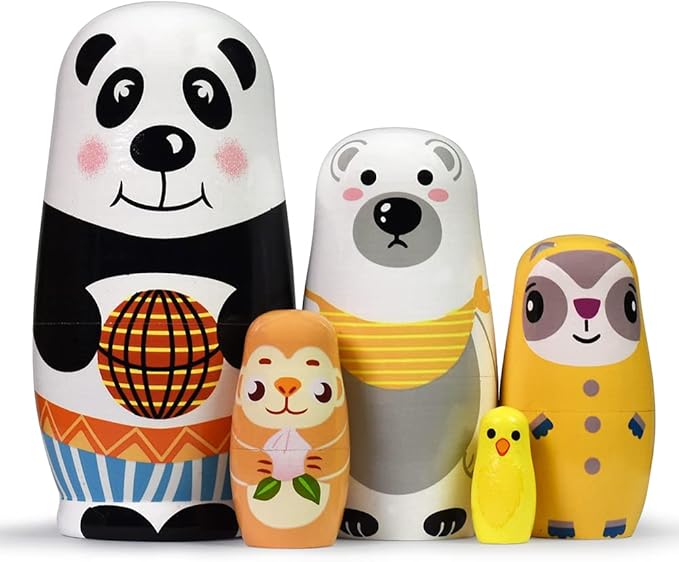 Tphon Nesting Dolls Wooden Russian Matryoshka Dolls for Toddlers Kids Handmade Toys Stacking Doll Set for Children Christmas Birthday Decoration Halloween Wishing Gift