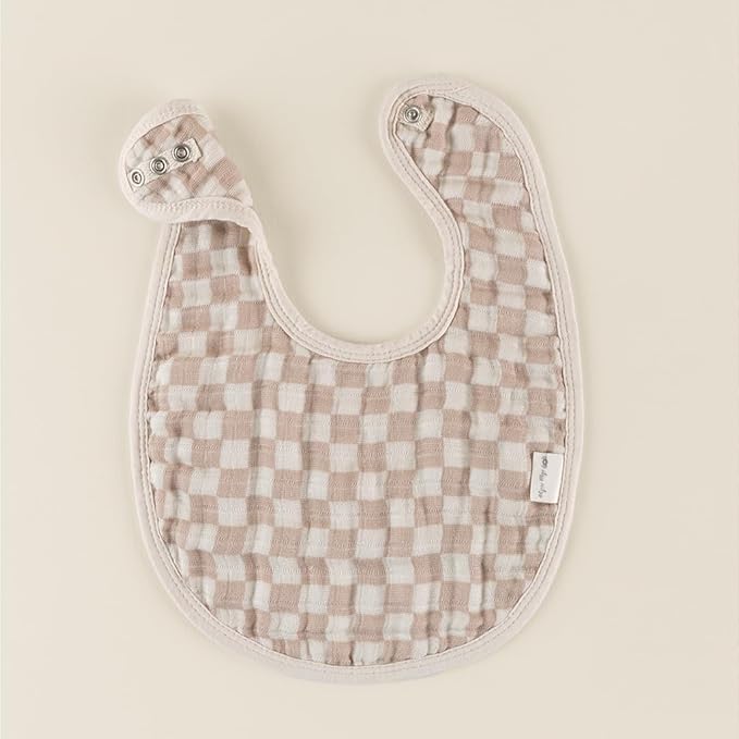 Itzy Ritzy Set of 3 Baby Bibs - Ultra-Soft Adjustable Infant & Toddler Bibs Made of Triple-Layer Cotton Muslin, Ideal for Drooling, Teething, & Eating -3 Stylish, Coordinating Prints (Checkerboard)