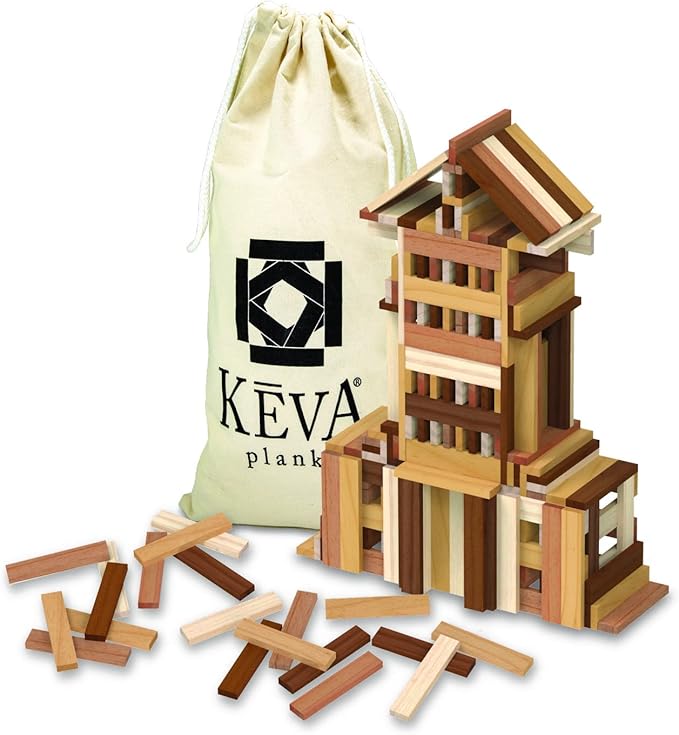 MindWare KEVA Design Woods — Free-Form 3D Builder Kit for Kids, Teens & Adults — Create Your own Architecture Designs with Simple Wood Building Blocks