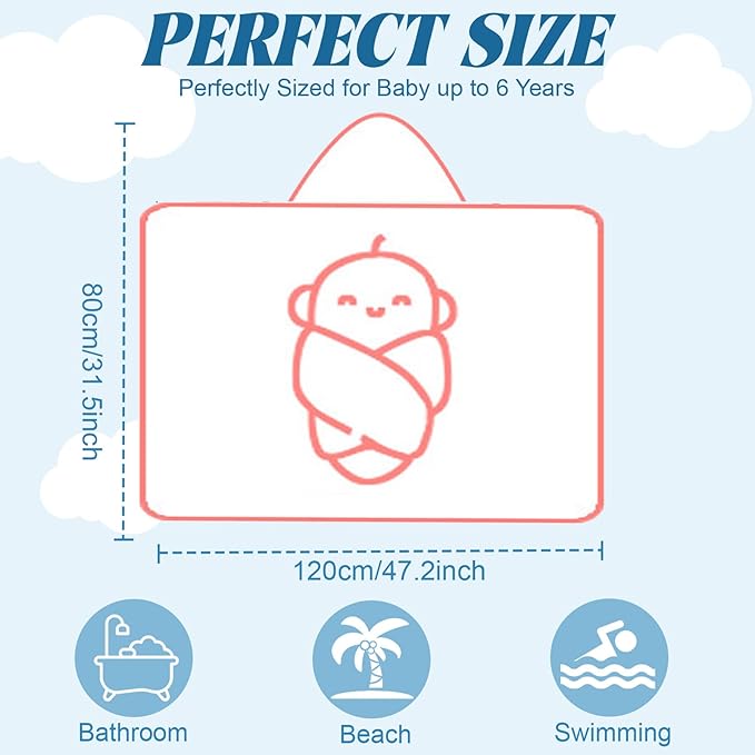 Baby Bath Towel with Hooded Ultra Soft Toddler, Soft Premium Coral Fleece Bath Hooded Towel for Toddlers, Baby, Infant, Newborn Shower Gifts