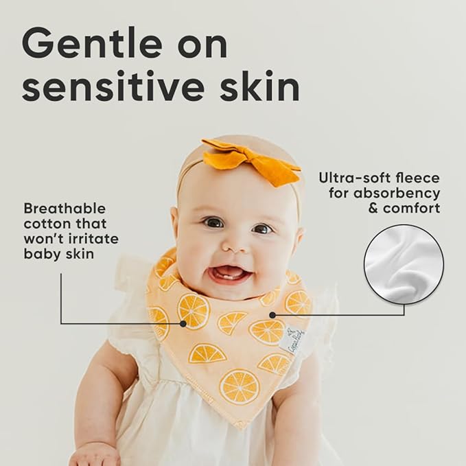 Copper Pearl Baby Bandana Drool Bibs for Drooling and Teething 4 Pack Gift Set Clementine
