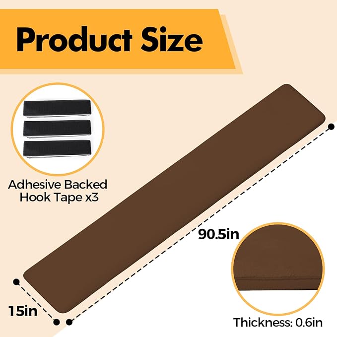 Thick Memory Foam Fireplace Baby Proofing, 90.5x15 in Soft Hearth Cover Baby Proof, Hearth Cushion Fireplace Protectors for Children Proofing, Edge Protector, Brown