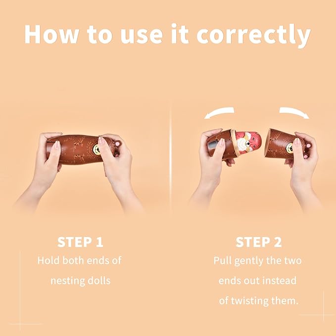 Russian Nesting Dolls, 5 Pcs 6 "Tall Animal Nesting Easter Eggs Toys, Stacking Wooden Handmade Matryoshka Dolls for Kids Toddlers Birthday or Home Decoration Gift (Bear)