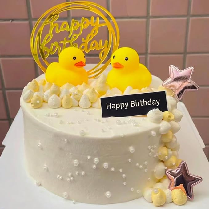 Waterproof No Squeak No Hole No Bebe Noise Kalafona 2 Pcs 3 Inch Rubber Funny Yellow Ducky Duck Bath Pool Toy Without Hole for Kid Shower Bathtub Toy Birthday Party Decor Cake Topper in Bulk