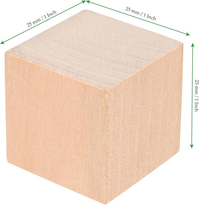 200 PCS 1 x 1 x 1 Inch Wooden Cubes, 2.5cm Unfinished Square Wooden Blocks, Smooth Blank Wood Blocks for Crafts, Painting DIY Projects