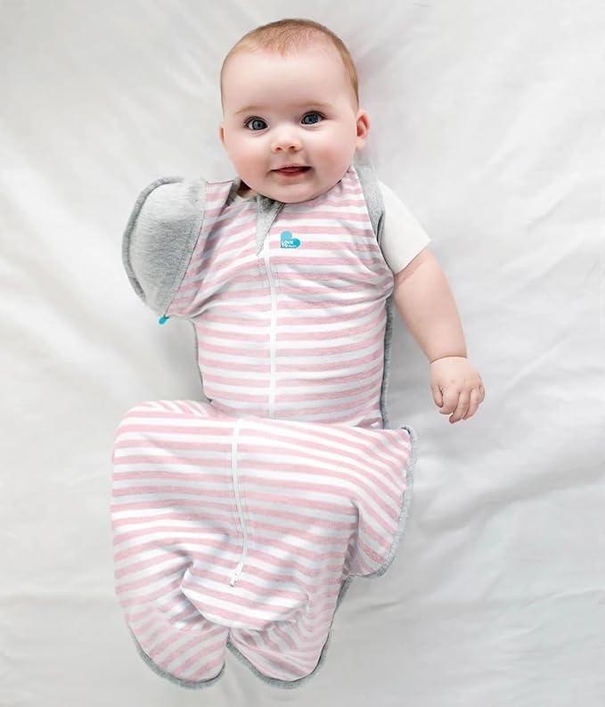 Love to Dream Swaddle Up Transition Bag, Medium (6-8.5kg), Ideal for 20-24°C, Patented Zip-Off Wings, Help Baby Transition from Being Swaddled to Arms-Free When Showing Signs of Rolling, Pink