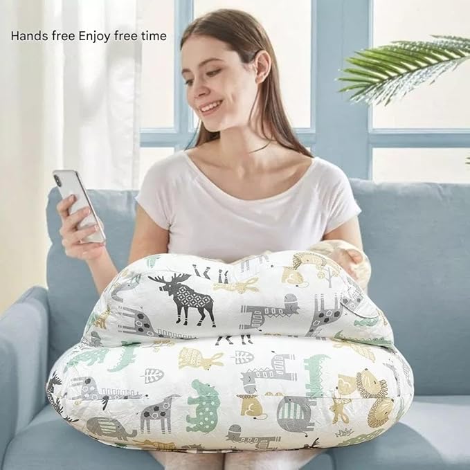 Nursing Pillow, Plus Size Breastfeeding Pillows for Enhanced Safety & Comfort for Mom & Baby, Removable Cotton Cover, Adjustable Waist Strap, Breastfeeding Essentials