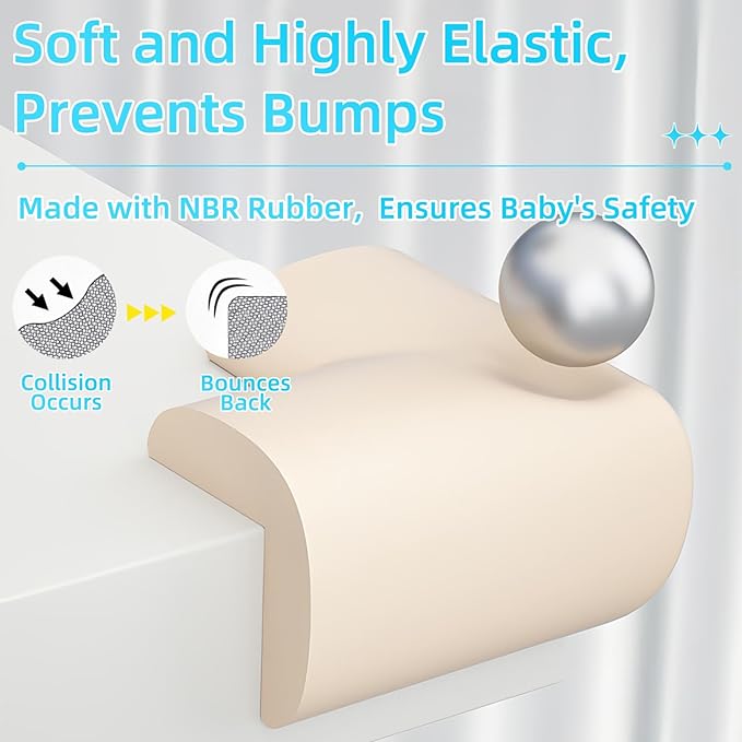 Baby Proofing Edge Corner Protector,L-Shape Cabinet Door Bumper,10 Furniture Safety Soft Corner Guards,Table Corner Protectors,Wall Protector,Self Adhesive,for Nursery,Kitchen,Fireplace,Table